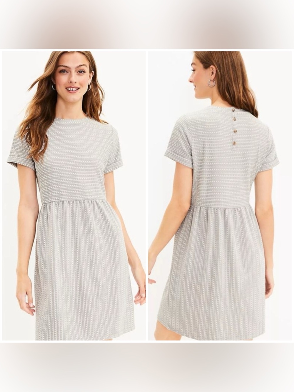 LOFT Light Gray Short Sleeve Dress